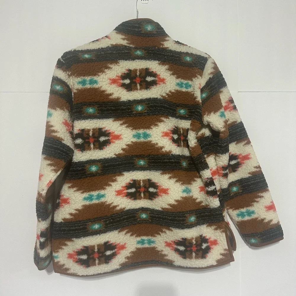 Wrangler Retro Southwestern Quarter Zip Sherpa Pullover - Picture 7 of 12